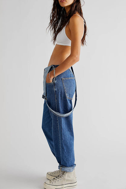 Pocket Square Collar Loose Jumpsuits