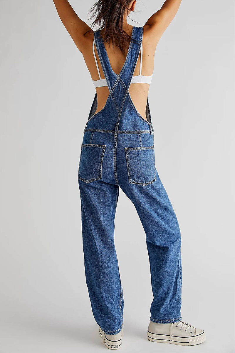 Pocket Square Collar Loose Jumpsuits