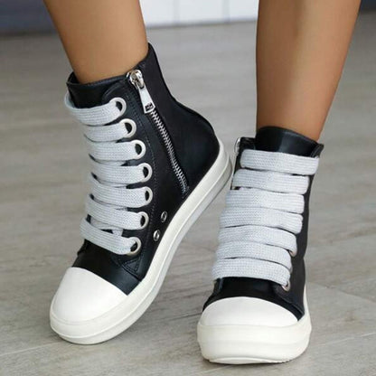 Patchwork Frenulum Zipper Round Comfortable Shoes(5 Colors)