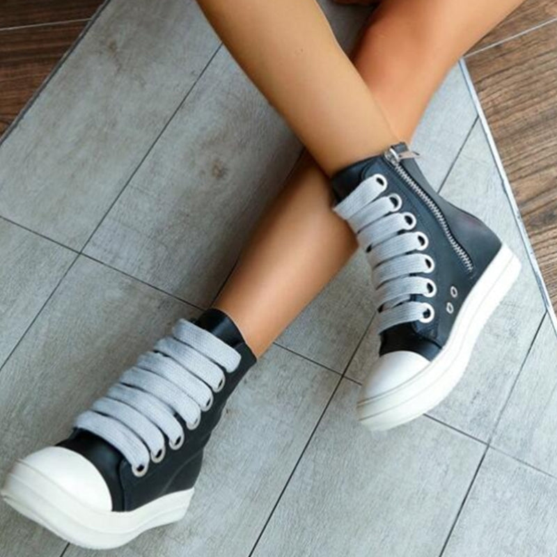 Patchwork Frenulum Zipper Round Comfortable Shoes(5 Colors)
