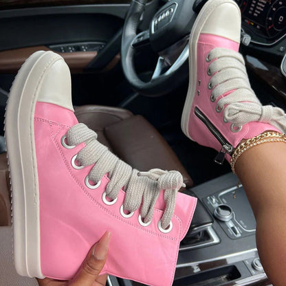 Patchwork Frenulum Zipper Round Comfortable Shoes(5 Colors)