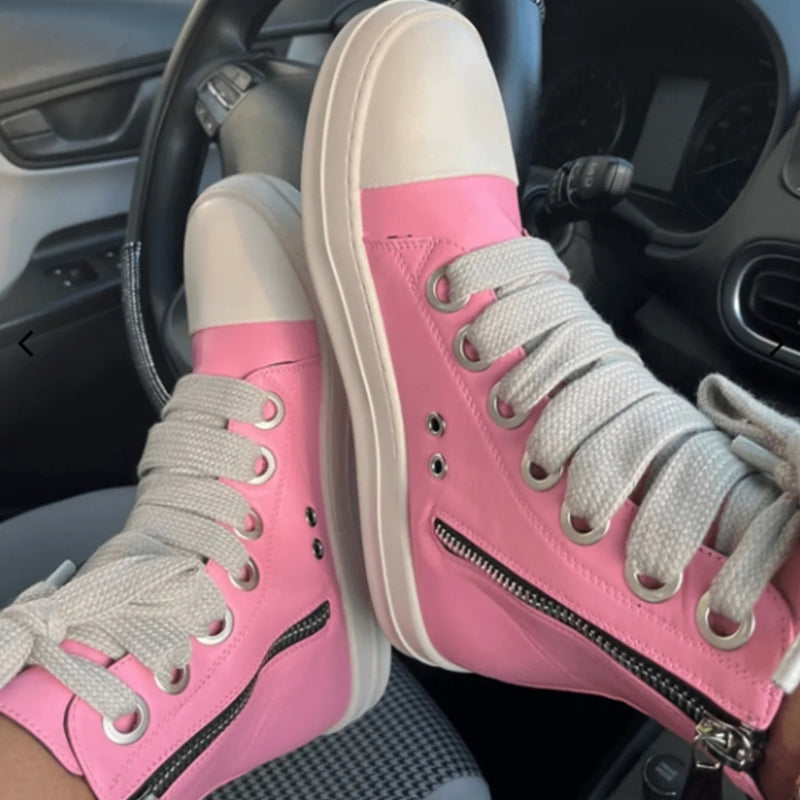 Patchwork Frenulum Zipper Round Comfortable Shoes(5 Colors)