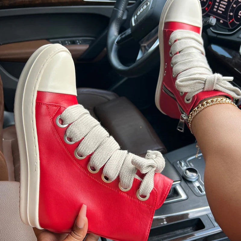 Patchwork Frenulum Zipper Round Comfortable Shoes(5 Colors)