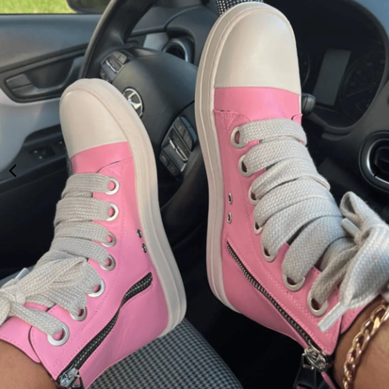 Patchwork Frenulum Zipper Round Comfortable Shoes(5 Colors)