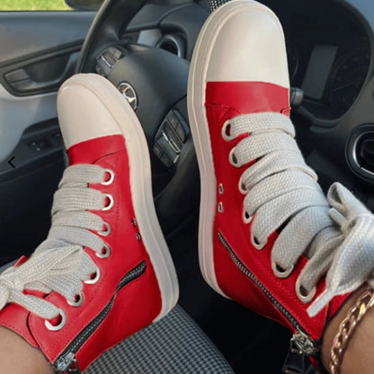 Patchwork Frenulum Zipper Round Comfortable Shoes(5 Colors)