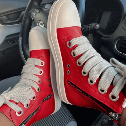 Patchwork Frenulum Zipper Round Comfortable Shoes(5 Colors)