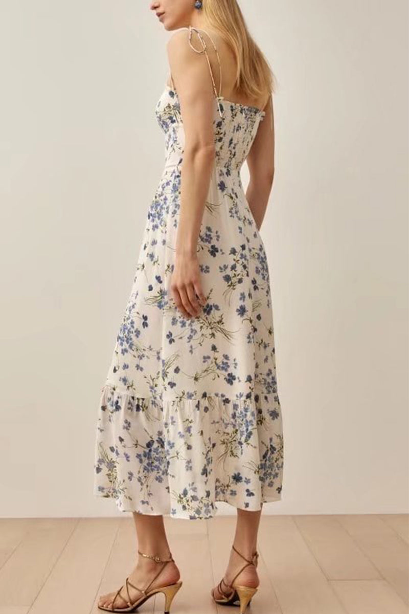 Sweet Frenulum V Neck Waist Skirt Dresses