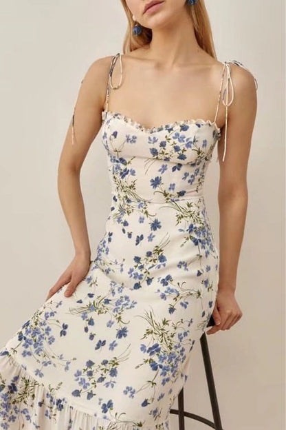 Sweet Frenulum V Neck Waist Skirt Dresses