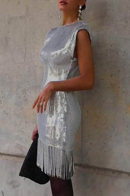 Tassel O Neck Wrapped Skirt Dresses