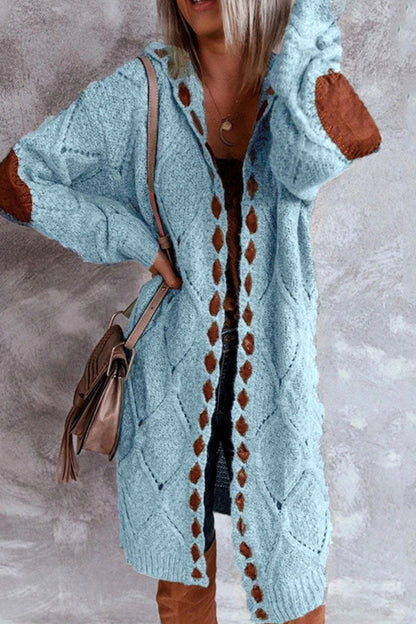 Street Patchwork Contrast Hooded Collar Tops Sweater(7 Colors)