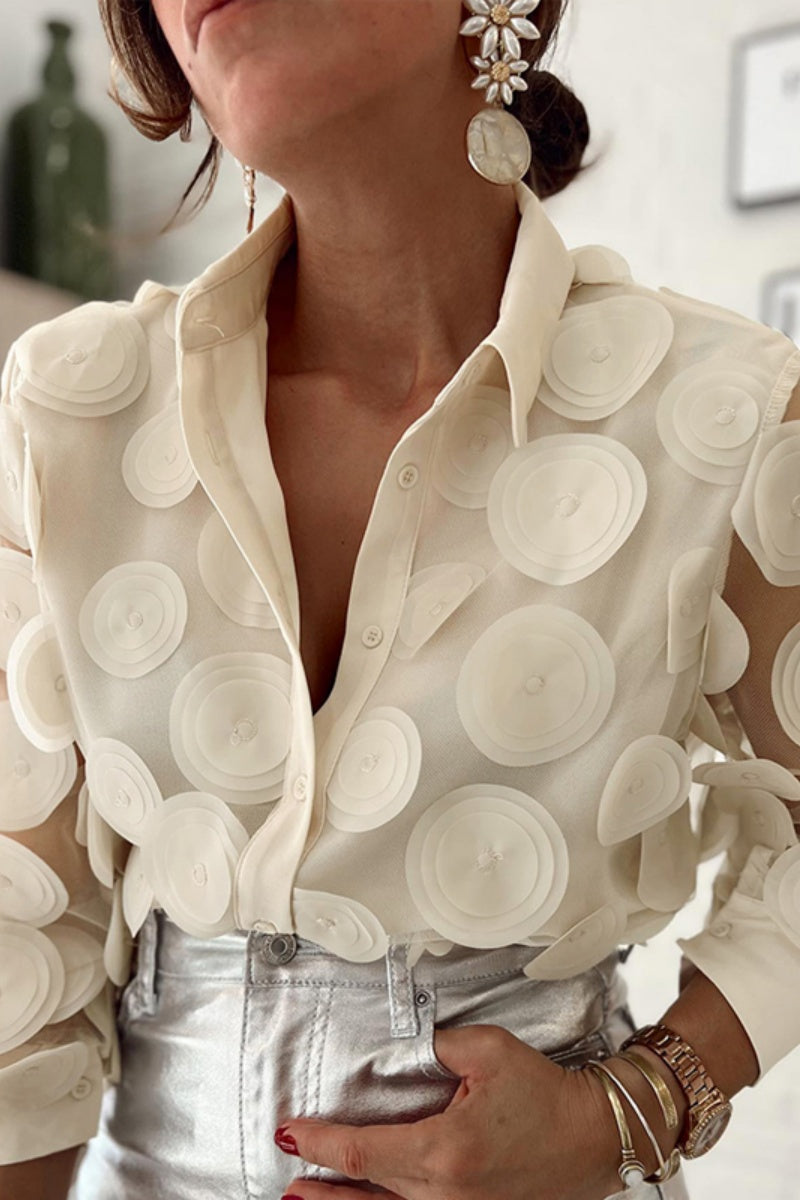 Patchwork Shirt Collar Blouses