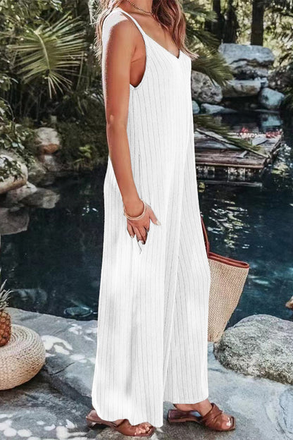 Simplicity Backless V Neck Loose Jumpsuits(6 Colors)