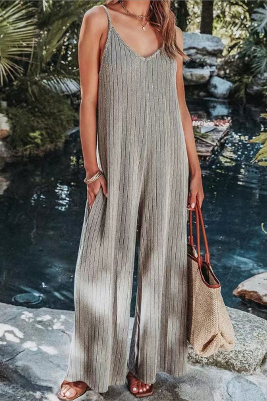 Simplicity Backless V Neck Loose Jumpsuits(6 Colors)