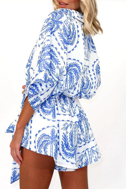 Geometric Print Bandage V Neck Rompers(4 Colors)