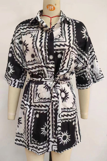 Geometric Print Bandage V Neck Rompers(4 Colors)