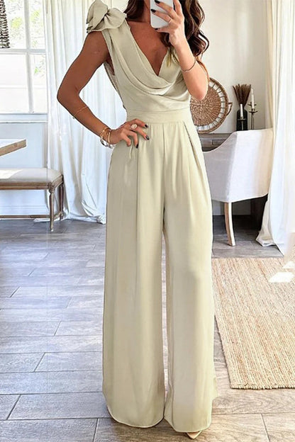 Asymmetrical Scarf Collar Jumpsuits
