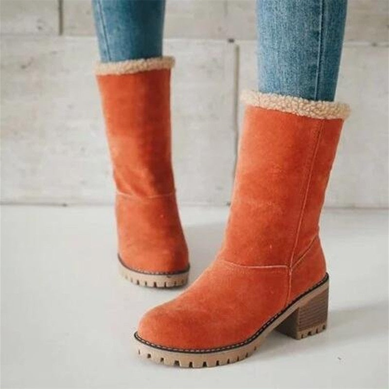 Patchwork Round Keep Warm Comfortable Shoes (heel Height 1.97in)(5 Colors)
