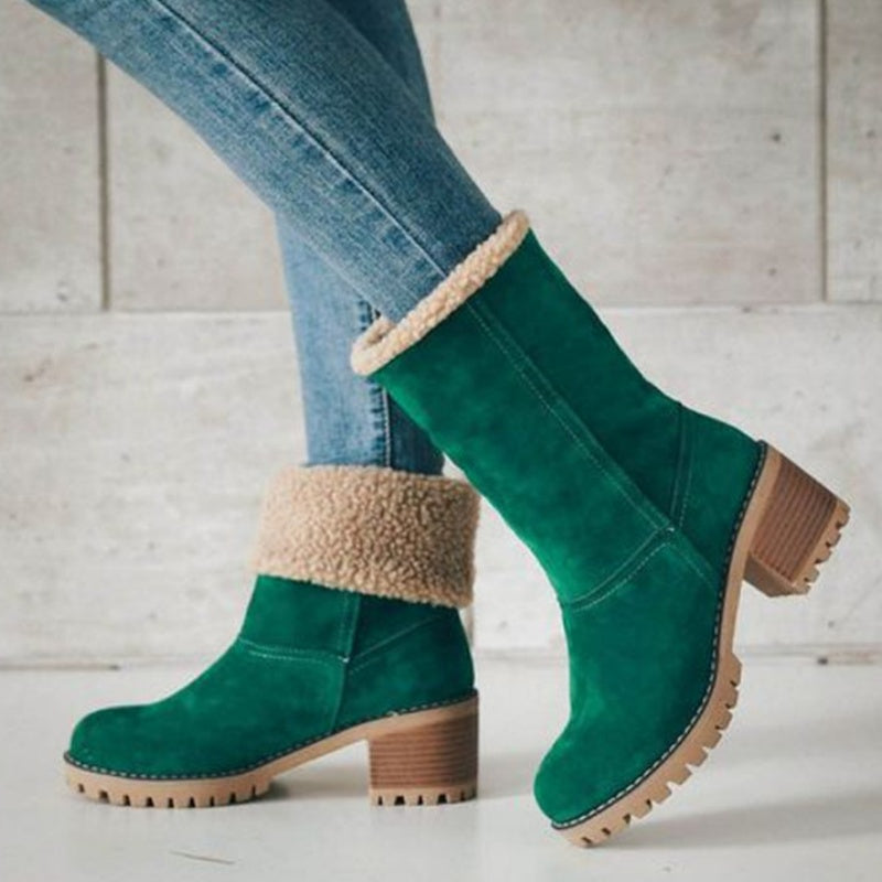 Patchwork Round Keep Warm Comfortable Shoes (heel Height 1.97in)(5 Colors)