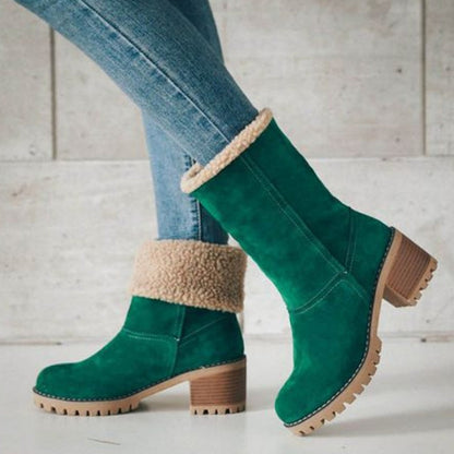 Patchwork Round Keep Warm Comfortable Shoes (heel Height 1.97in)(5 Colors)