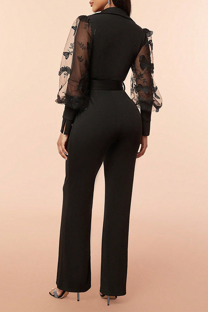 Mesh V Neck Loose Jumpsuits Re5218