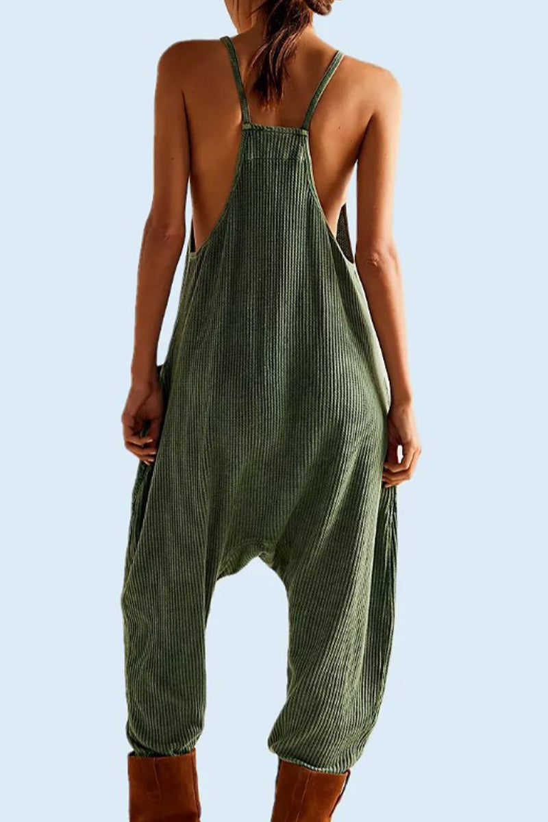Pocket U Neck Loose Jumpsuits