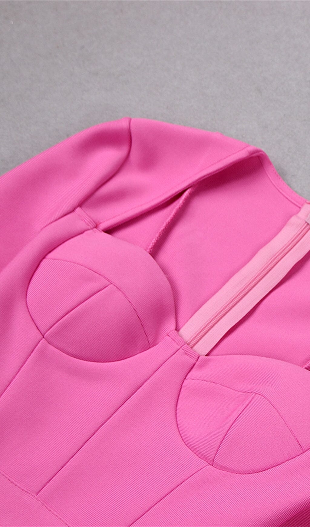Stretch Long Sleeves Mini Dress in Hyper Pink