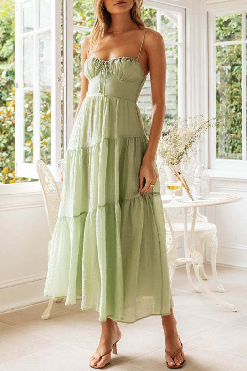Simplicity Patchwork Fold Waist Skirt Dresses