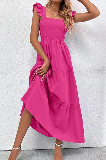 Backless Square Collar Cake Skirt Dresses