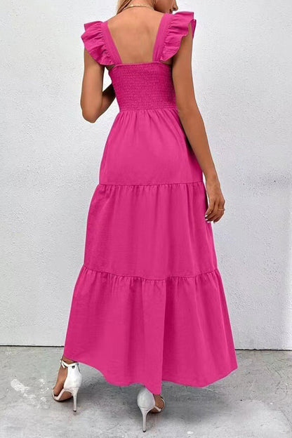 Backless Square Collar Cake Skirt Dresses