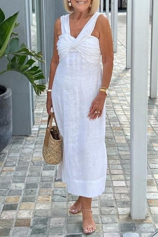 Sweet With Bow V Neck One Step Skirt Dresses