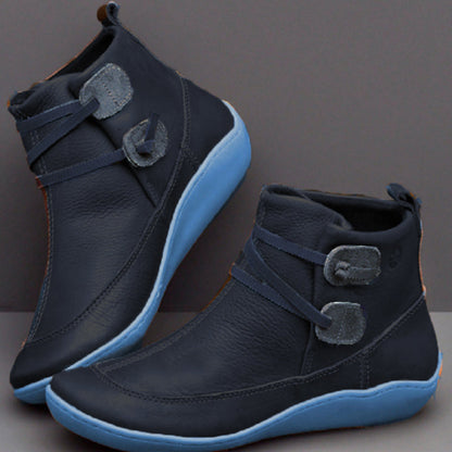Patchwork Round Leather Shoes
