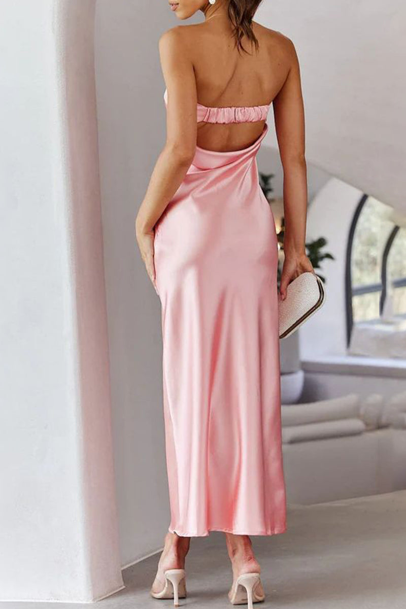 Celebrities Backless Strapless One Step Skirt Dresses