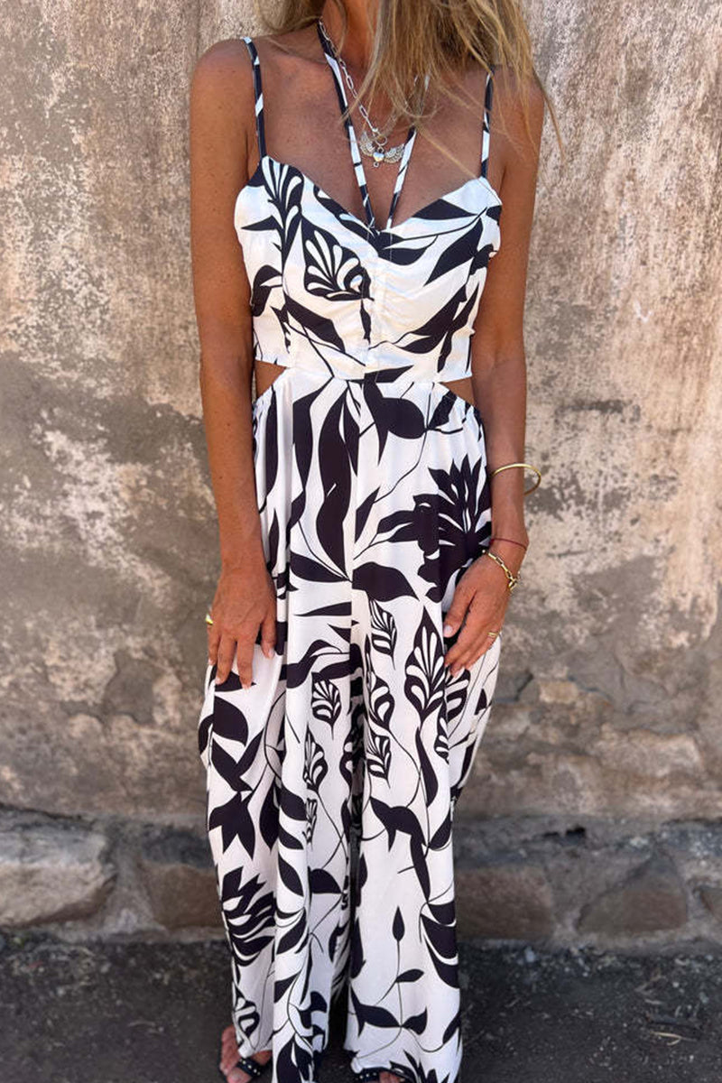 Bandage Backless Halter Loose Jumpsuits