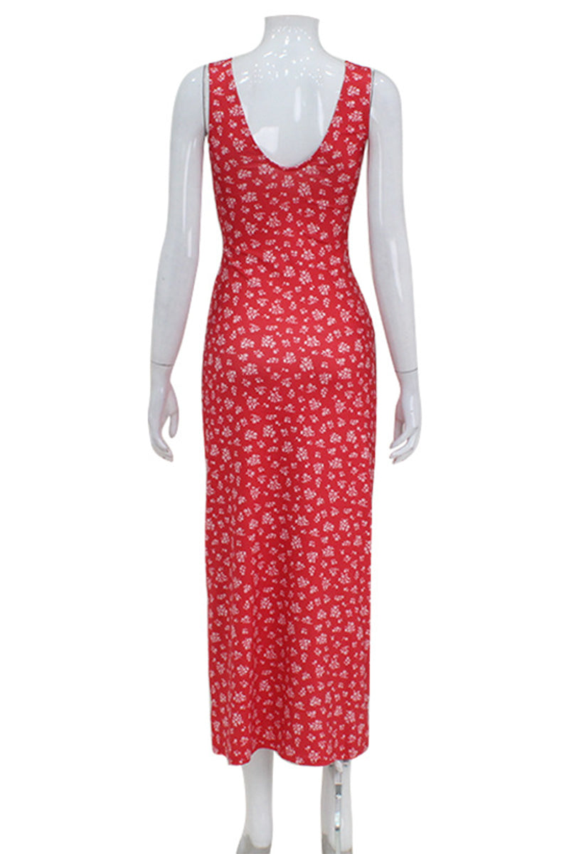 Patchwork V Neck One Step Skirt Dresses