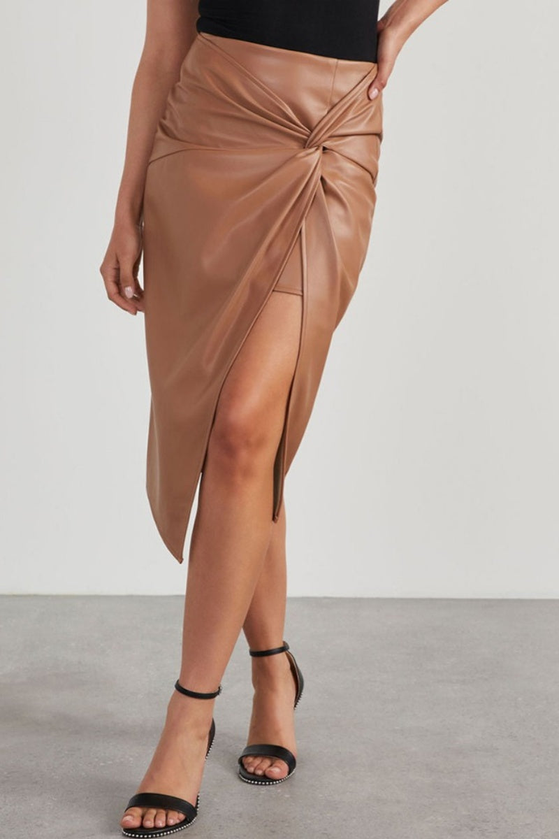 Slit Skinny High Waist Conventional Color Skirt