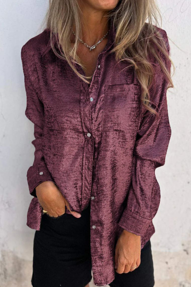 Sequined Turndown Collar Blouses(8 Colors)