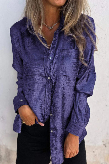Sequined Turndown Collar Blouses(8 Colors)