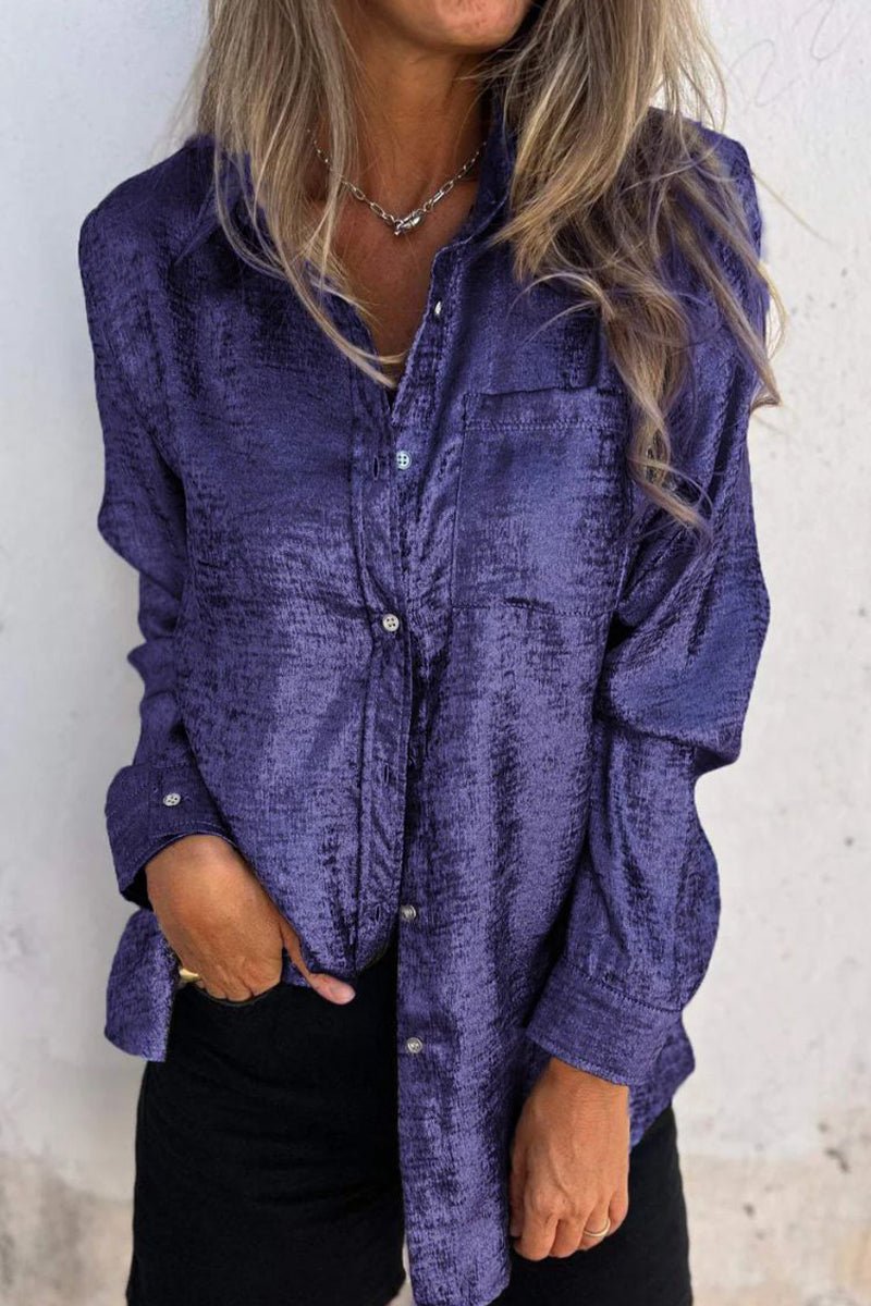 Sequined Turndown Collar Blouses(8 Colors)