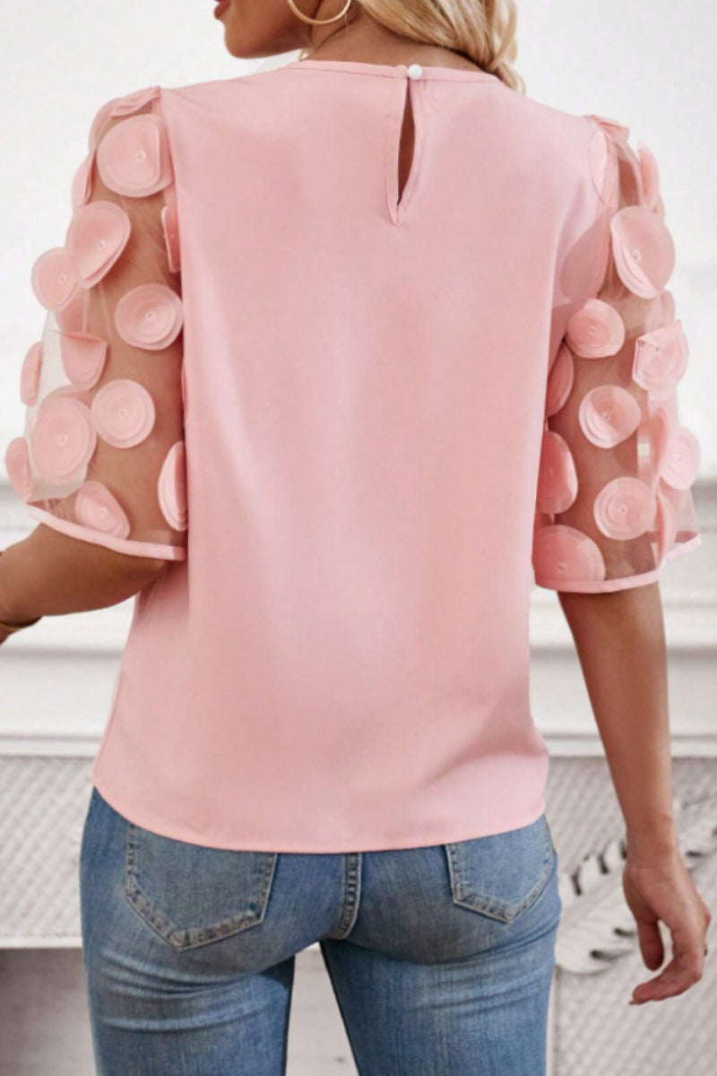 Sweet Appliques O Neck T-shirts