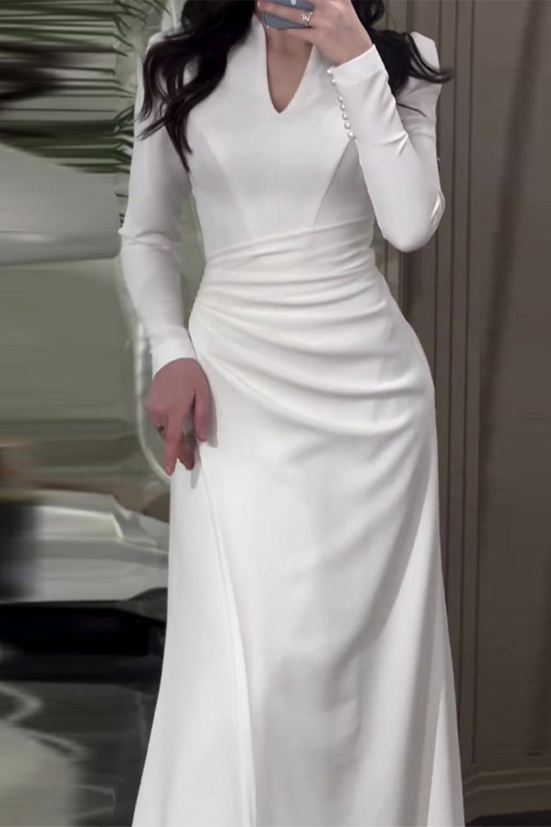 Celebrities Fold V Neck Wrapped Skirt Dresses
