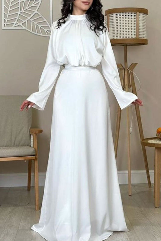 Celebrities Frenulum Half a Turtleneck Waist Skirt Dresses