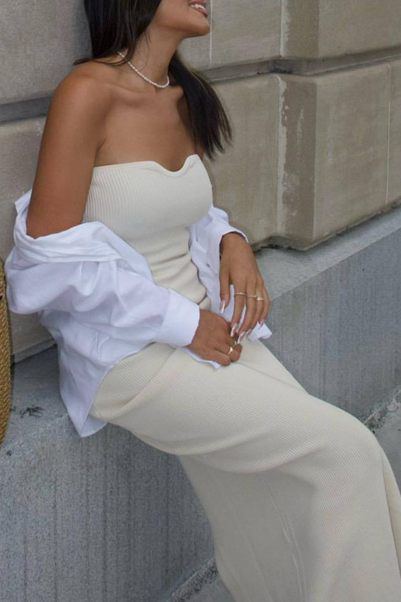 Simplicity Slit Strapless Pencil Skirt Dresses