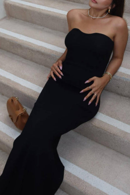 Simplicity Slit Strapless Pencil Skirt Dresses