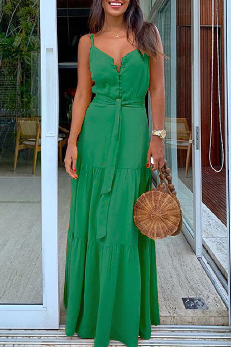 Backless Spaghetti Strap Long Dresses