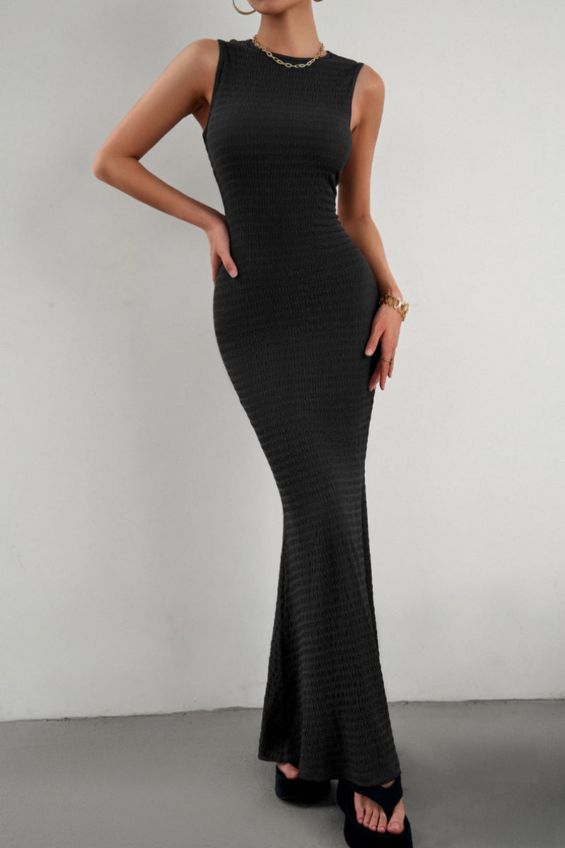 Basic O Neck Long Dresses