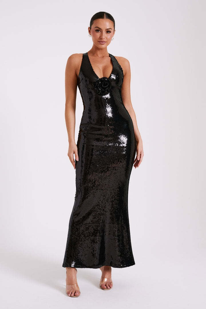 Backless Sequin Maxi Dress