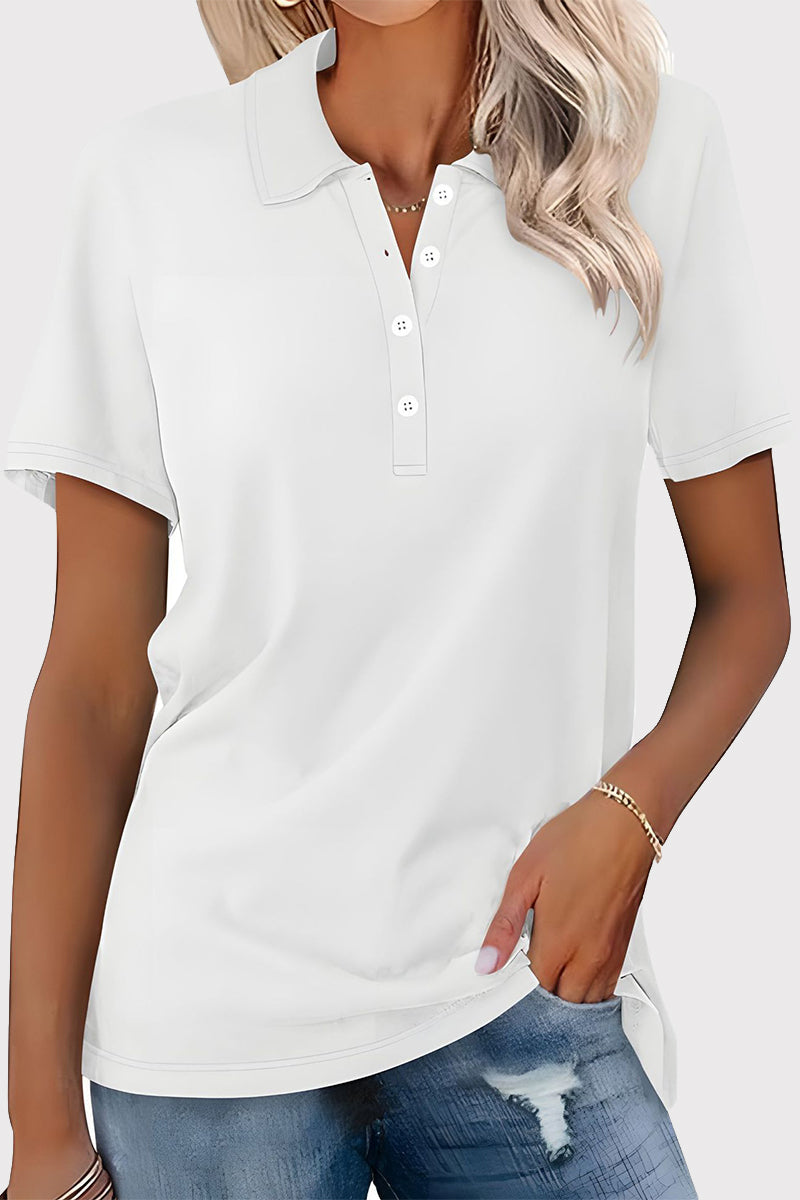 Simplicity Buckle Turndown Collar T-shirts