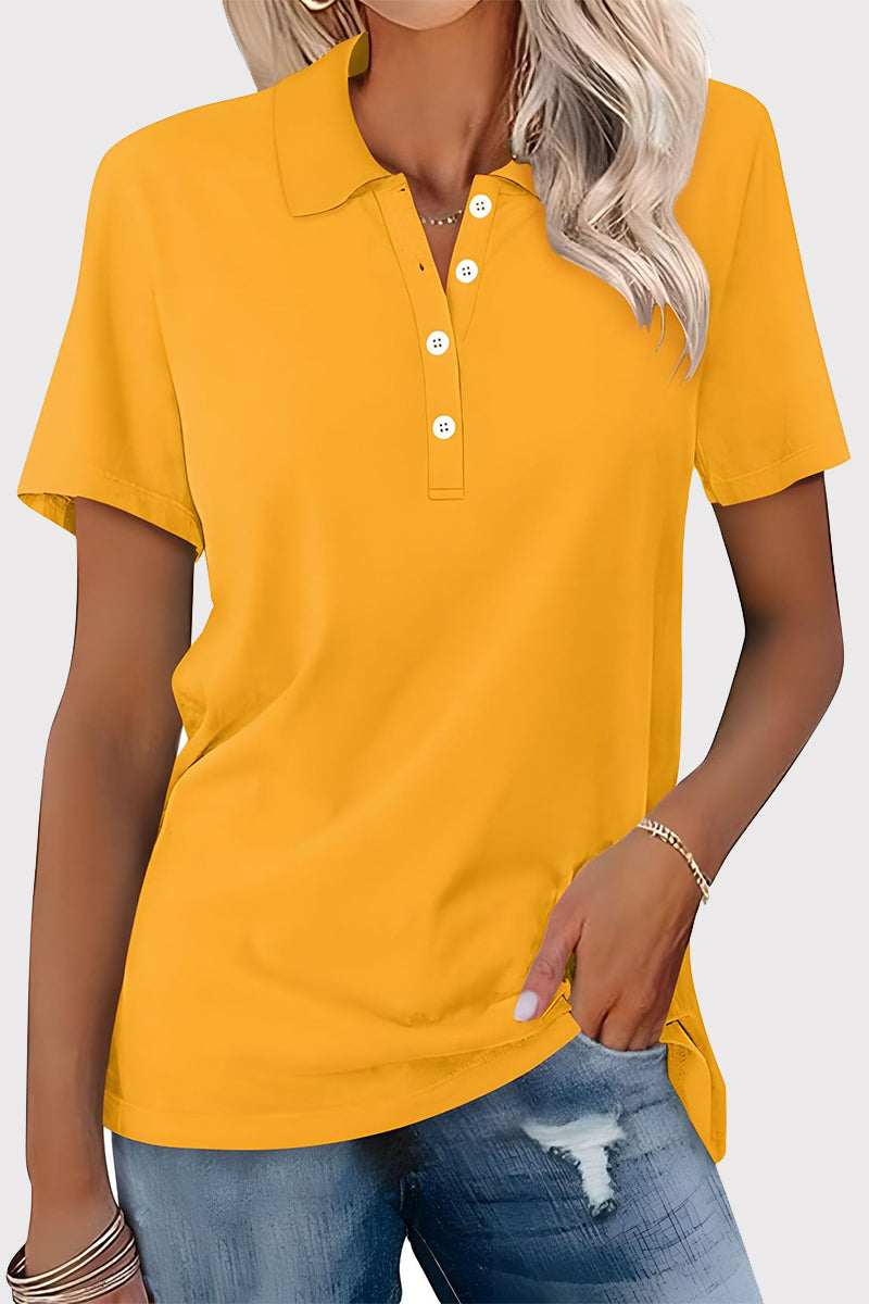 Simplicity Buckle Turndown Collar T-shirts