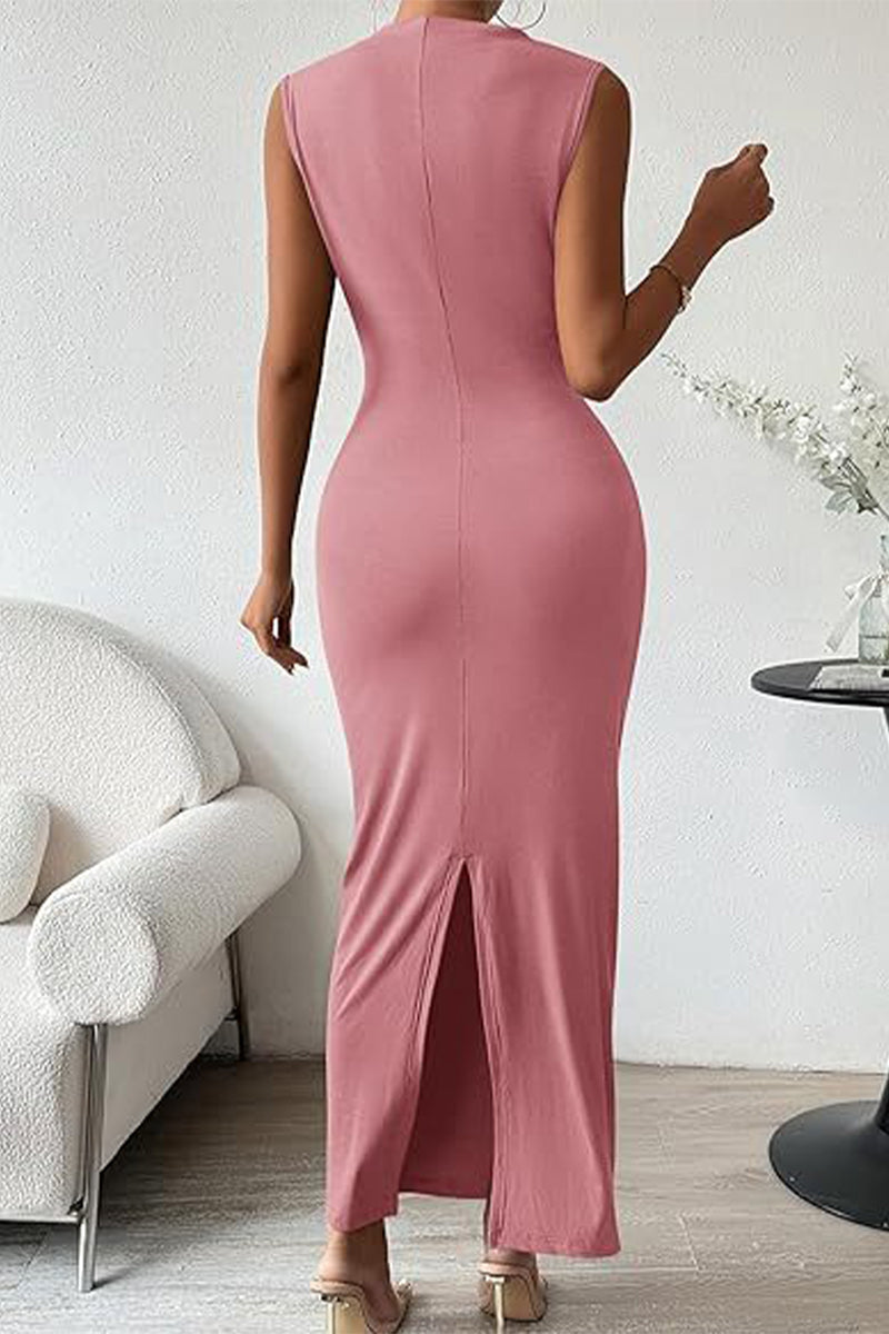 Simplicity Fold O Neck One Step Skirt Dresses