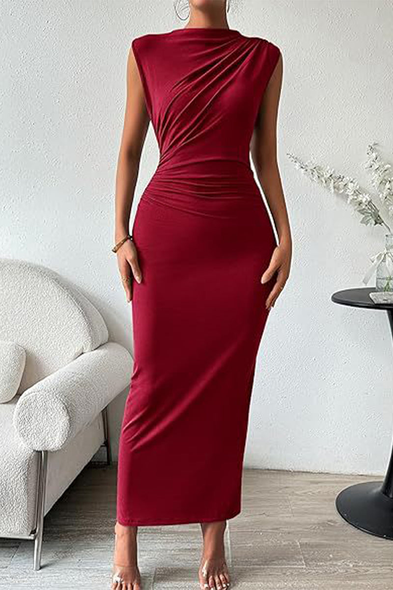Simplicity Fold O Neck One Step Skirt Dresses